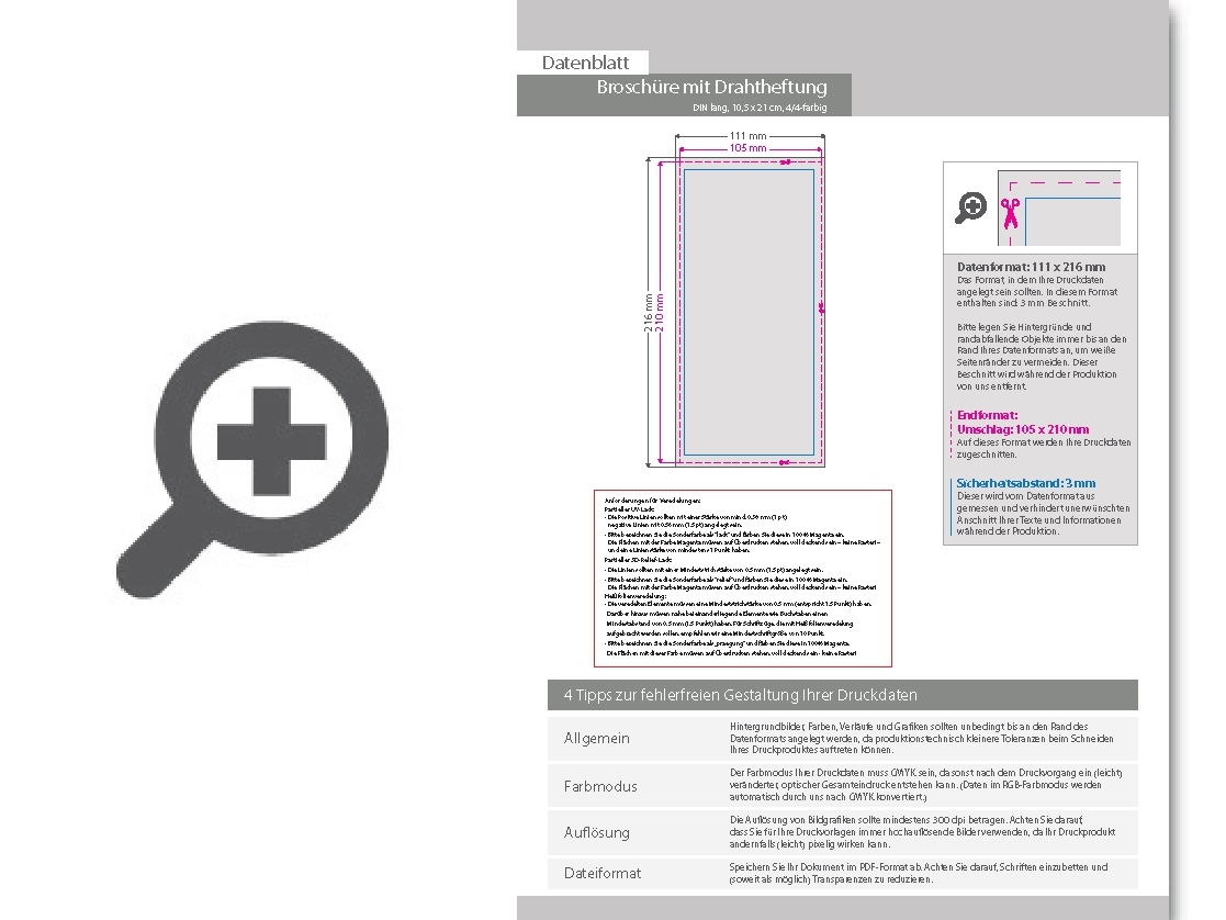 Product Bild brosch__re_mit_drahtheftung__endformat_din_lang_(105_x_210_mm)__100-seitig