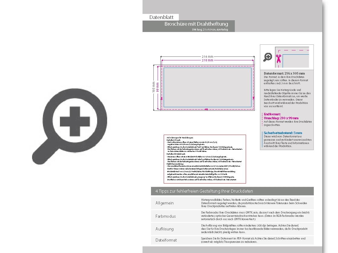 Product Bild brosch__re_mit_drahtheftung__endformat_din_lang_quer_(210_x_99_mm)__64-seitig
